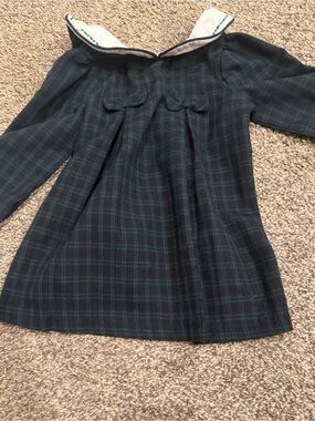 Vintage Little Bitty Toddler Dress Size 2t Long Sleeve Green Peter Pan Collar